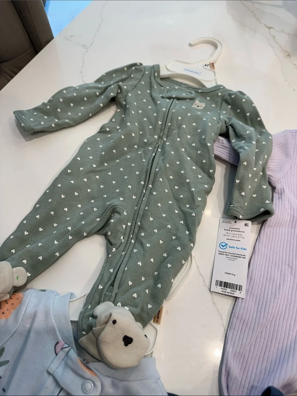 NEW- Adorable One-Piece Sleep and Play Set - Blue, Light Blue, Green, Lavender-